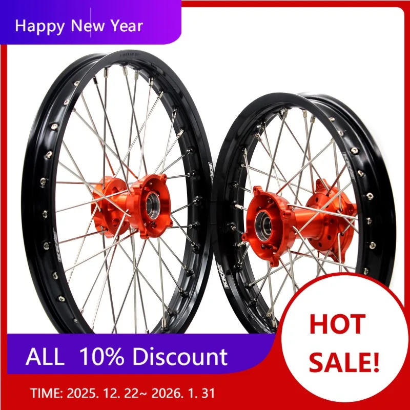 

【2025】 Детский комплект дисков с большими маленькими колесами, совместимый с мотоциклом KTM85 19/16 SX 2003-2025, обработанный на станке с ЧПУ, оранжевый ступичный черный обод