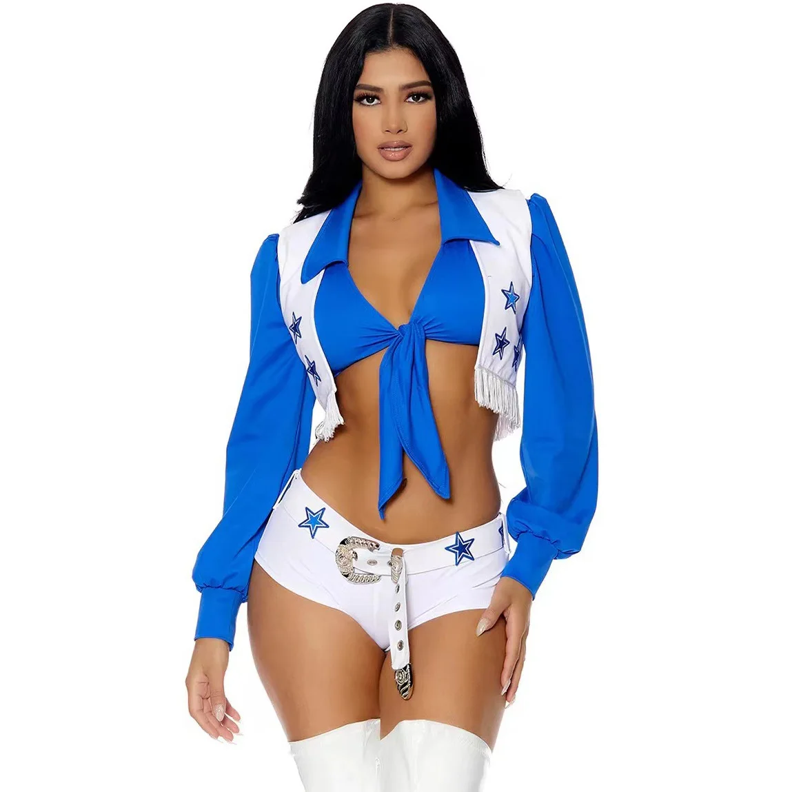 Halloween Carnaval Feest Dallas Koe Meisje Cheerleader Cosplay Kostuum Sexy Middelbare School Wedstrijd Cheerleading Dans Verkleedkleding