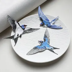 Different Shapes Embroidered Swallows Patches Iron On Patch Accessories for Coat Jeans Dress Cute Flying Birds Patches
