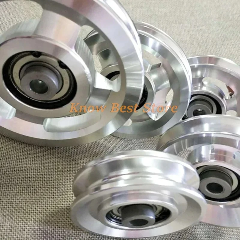 Universal Aluminium Alloy Bearing Pulley Wheel Diameter 73mm 88mm 93mm 110mm 114mm 5 Size Suitable for Transmission Equipment