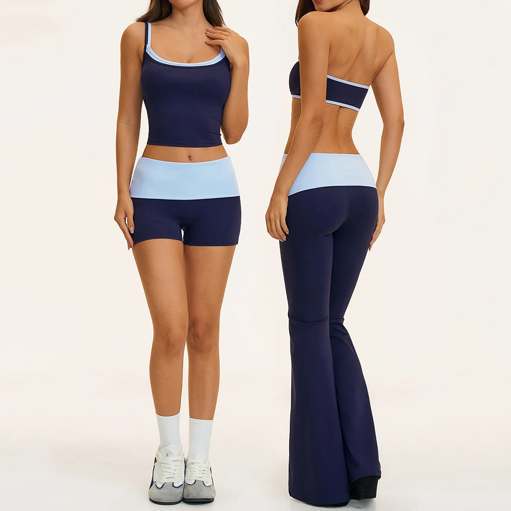 Color Contrast Fitness Suit 2PCS Yoga Set Women's Tracksuit Sports Outfits Gym Workout Clothes Female Sports Suits Yoga Clothes