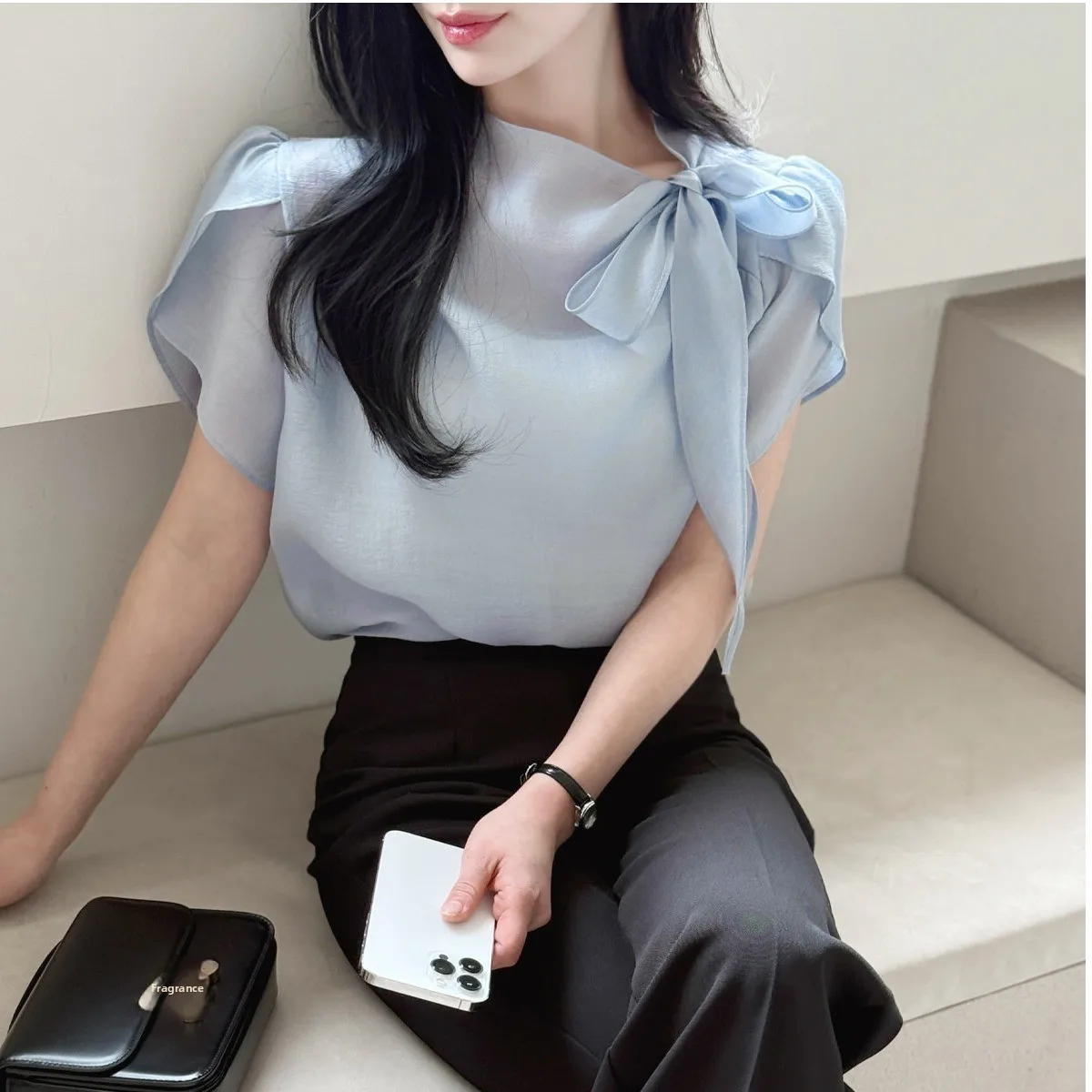 

Fashionable Korean Style Shirt Women's Top Belted Versatile Summer 2026 Lightweight Luxury Commute Style Short Sleeve