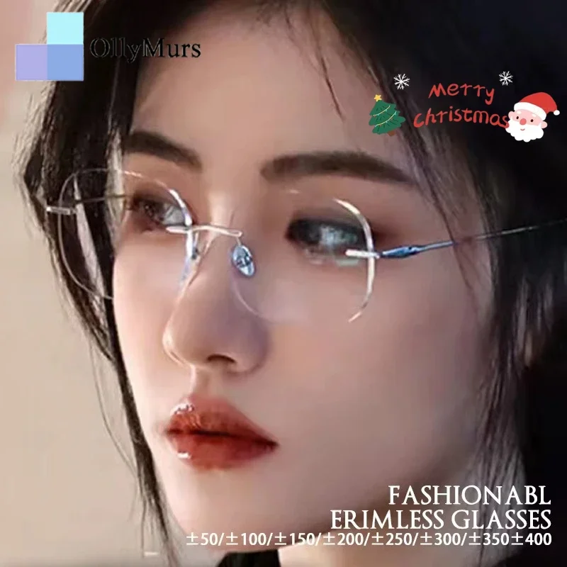 

XUKA Сверхлегкие титановые очки для чтения без оправы, простые квадратные оправы для близорукости, антисиний свет, очки по индивидуальному заказу