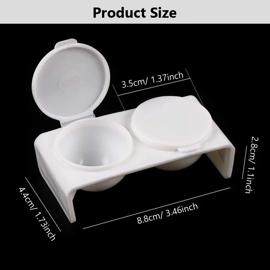 2Pcs White Acrylic Liquid Dappen Dish, Twin Cup Nail Art Pigment Holder for Monomer Nail Brushes Washing Manicure Tool