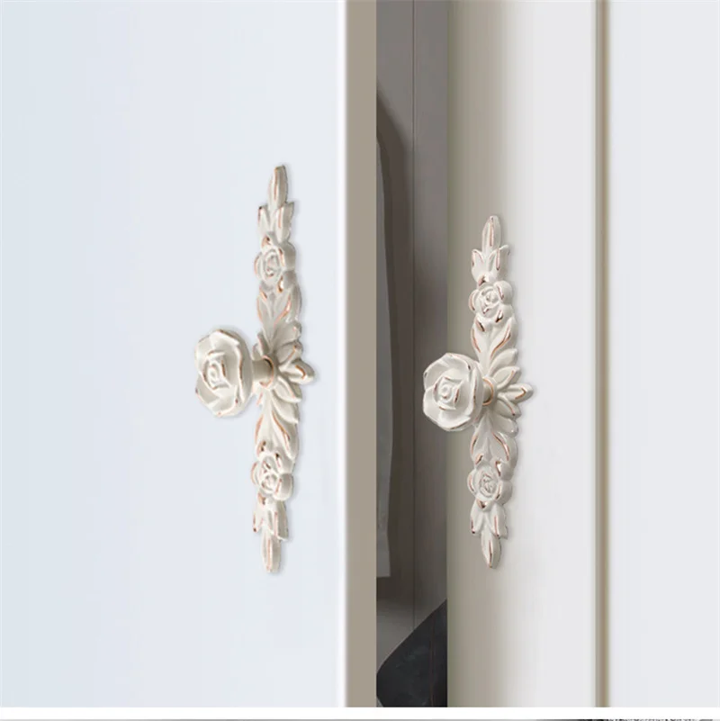 French Palace Style Cupboard Handle Vintage Drawer Door Knob Elegant Rose Kitchen Wine Cabinet Door Handles Furniture Pulls Diy