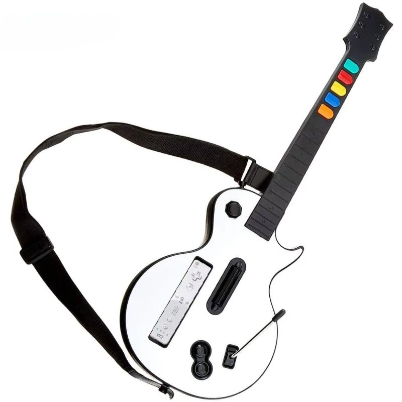 White Wireless Hero Rock Band with Belt for WII Guitar Hero Controller for Hero and Rock Band Games