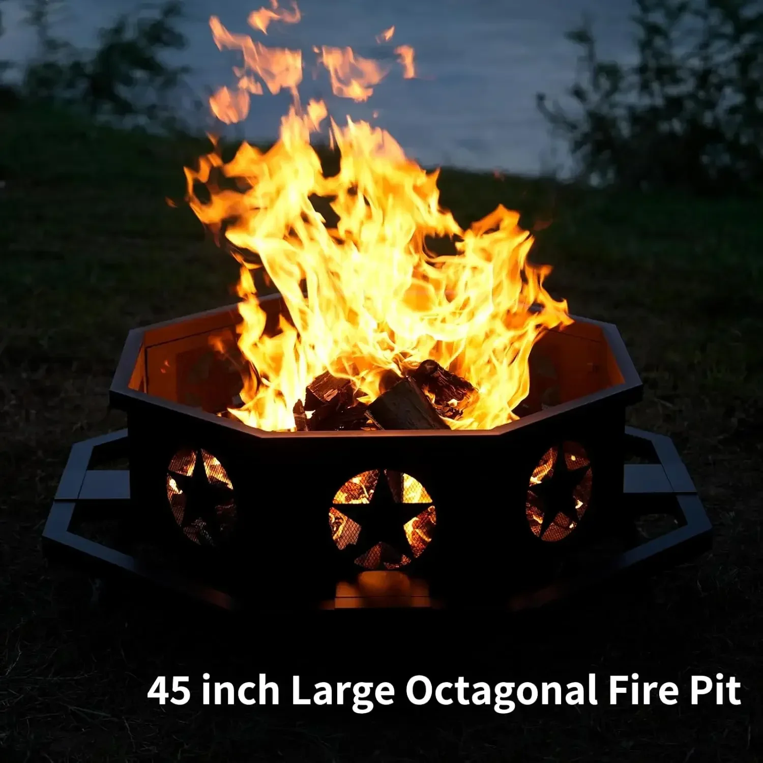[Discounted Price!]45 inch Large Fire Pit, Outdoor Fire Pit with Heavy Duty Construction, Wood Burning Fire Pits for Outside Oct