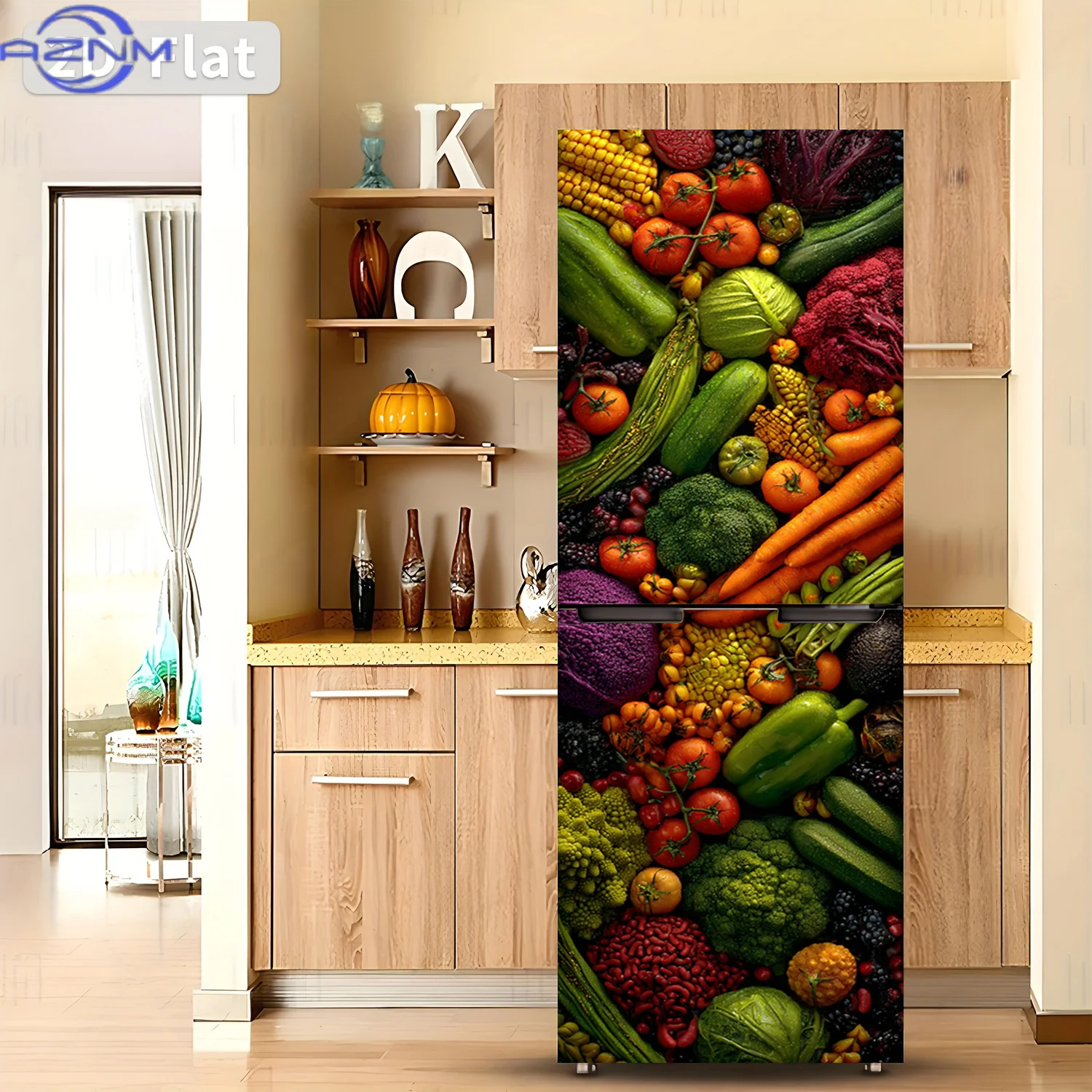 2D Flat Printing 1pc Refrigerator Sticker 60×180cm Multicolor Fruit and Vegetable Collection Themed Design Wall Sticker Decora