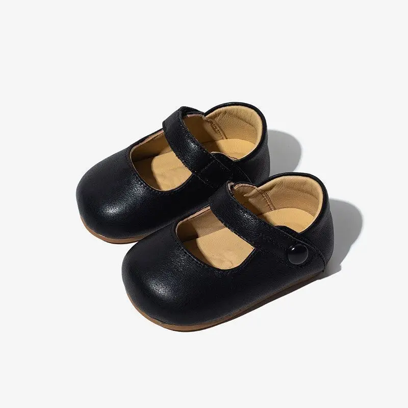 Kleinkind Flache Schuhe mit Runder Spitze Mädchen Lederschuhe Einfarbig Vielseitig 2026 Brandneue Baby-Lauflernschuhe Weiche Sohle Trendig – Detail 5