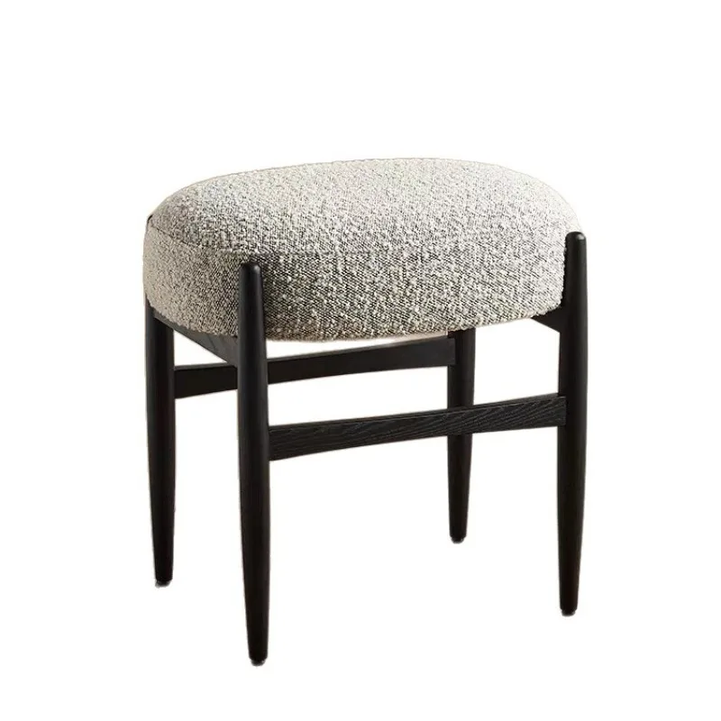 

Solid wood high-value single dressing chair household bedroom plush shoe changing stool fashionable light luxury girls