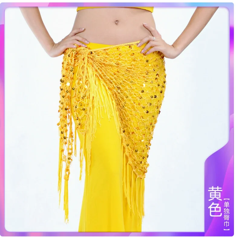 1pcs/lot woman belly dancing Triangular Shawl Wrap Hip Scarf Dancewear solid sequin hip scarf
