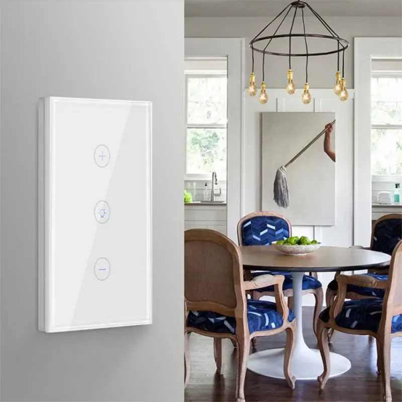 Smart WiFi Dimmer Light Switch Glass Touch Panel Wireless Remote Timing Function Control Work with Alexa Google Home Assistant