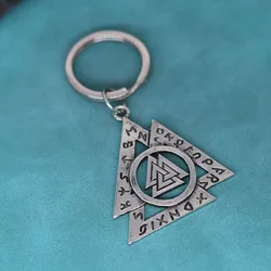 Norse Valknut Rune Pendant Symbol Of Viking Keychain For Men Women Vintage Odin Runes Pendants Key Chains Amulet Jewelry Gift