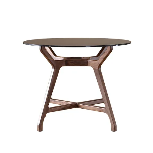 

Mortise Dining Table Nordic Modern Minimalist Tempered Glass Dining Table Solid Wood round Household