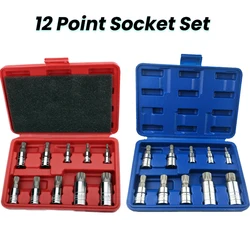 10Pcs 12 Point Professional Square Spline Bit Socket Set Tamper Proof for Bicycle Car Automotive Tools with Box Automotive Tools