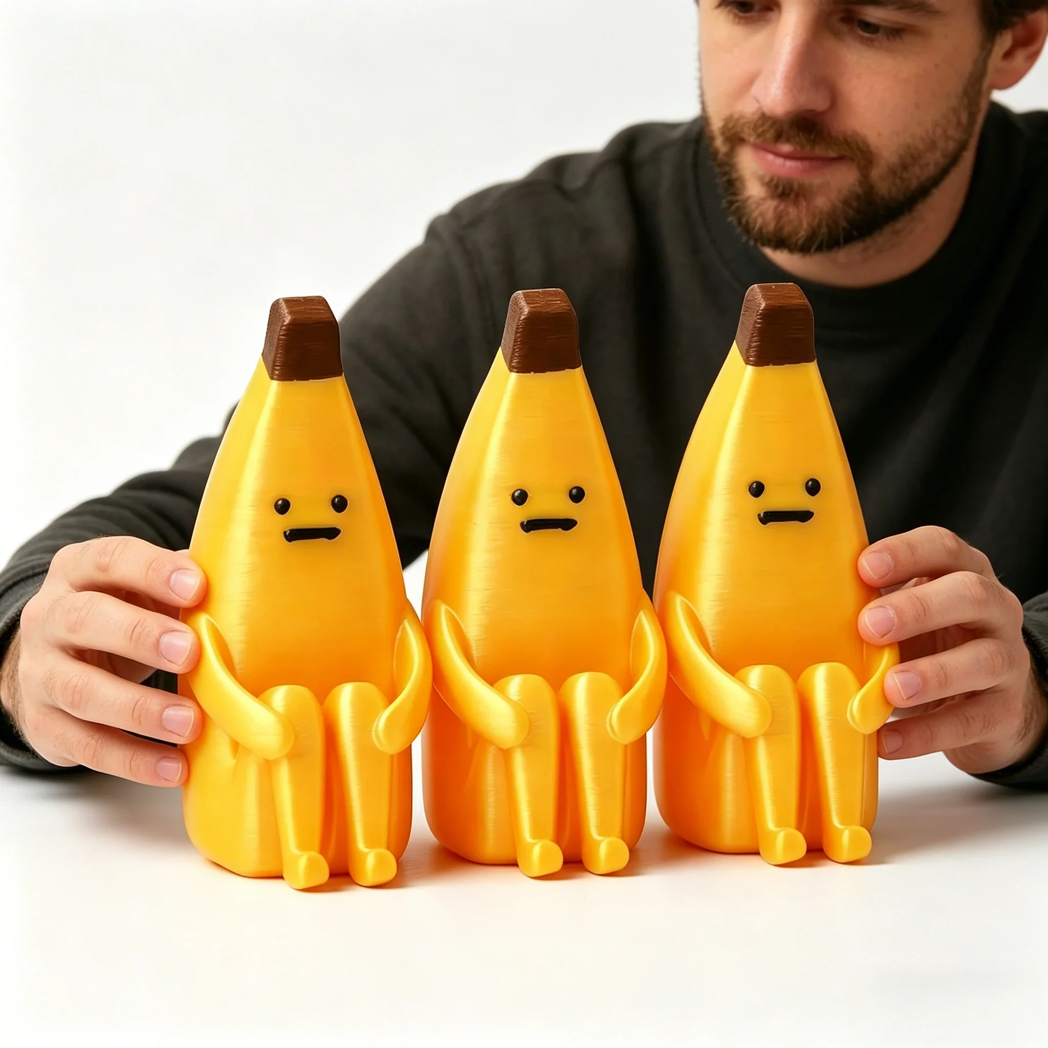 Kreative Handgefertigte Bananen-Figur Computermonitor-Dekoration, Personalisierte Tier-Sammlerfiguren für Heim- und Bürodekoration – Detail 7
