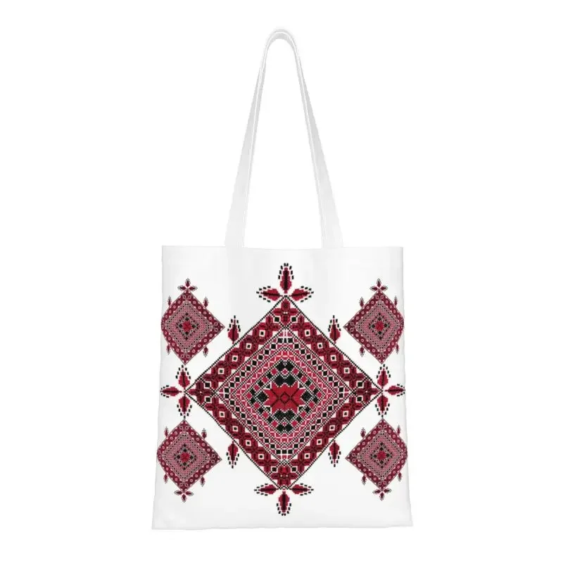 Arabo palestinese Tatreez croce ricamo borse per la spesa in tela Shopper Tote borsa a tracolla borsa di arte popolare