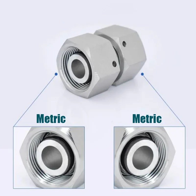 Metric Internal Thread 24Degrees Double Headed Ferrule Type Clamp Nut High-Pressure Oil Pipe Connection Joint Transition Fitting