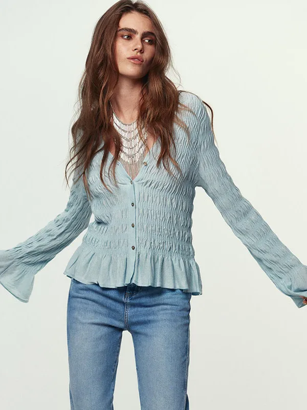 

Sweet Folded V-ne Long Sve вязаный джет, новинка осени 2023, женский открытый кардиган Faion Fraance Sle из полиэстера