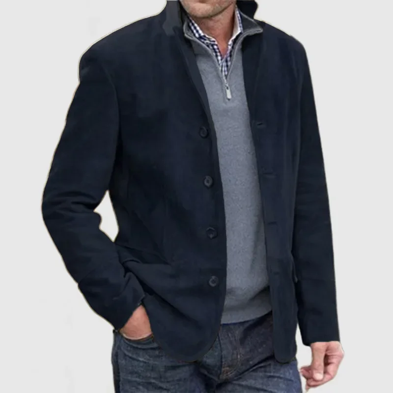 

New European and American Men's Solid Color Casual Suit Jacket Male Vintage High-quality Outdoor Travel Fashion Coat