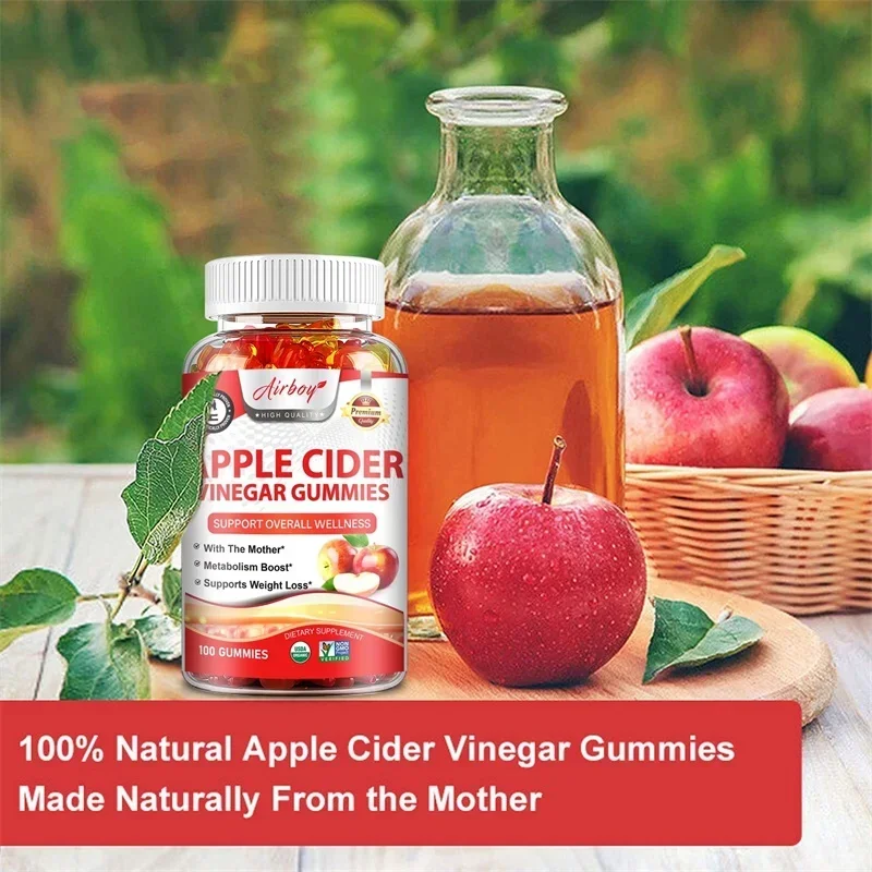 علكات خل التفاح - تقلل من الانتفاخ والإمساك، وإدارة الوزن، ويدعم صحة الجهاز الهضمي، وتعزيز عملية التمثيل الغذائي