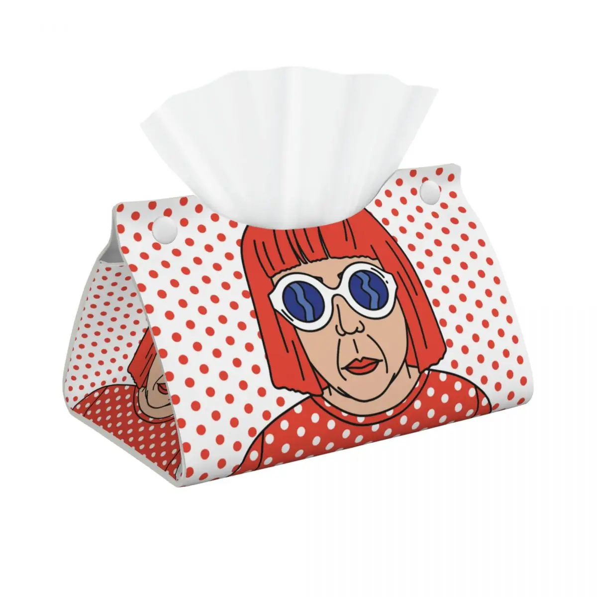 

Индивидуальный держатель для салфеток Yayoi Kusama для автопортрета для ванной комнаты, прямоугольный держатель для салфеток для лица