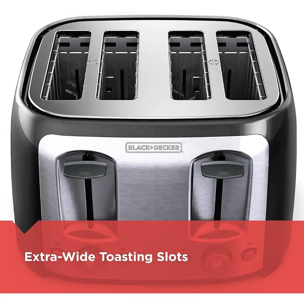 4 Slice Toaster Extra Wide Slots 7 Shade Selector Bagel Function Crumb Tray Extra Lift 1400 Watts