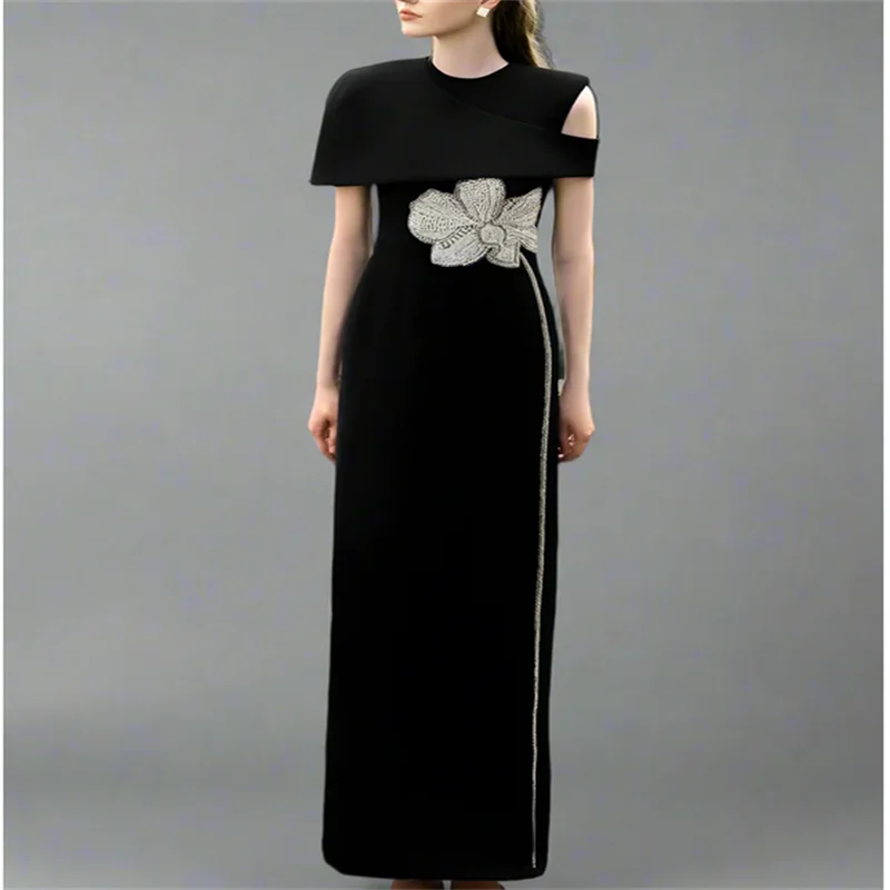 فستان سهرة أسود 2025 فساتين حفلات مسائية فاخرة طويلة أنيقة على شكل حرف A فستان زفاف فساتين سهرة دبي مخصصة