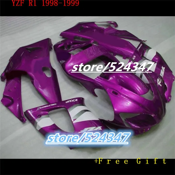 Hey-motorcycle parts for  98 99 YZF-R1 fairing kit YZF R1 1998 1999 white purple fairings Motorcycle Accessories & Parts