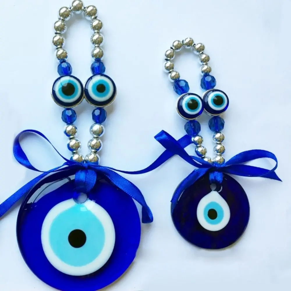 Turkish Blue Evil Eye Blue Evil Eye Pendant Handmade Crafts Lucky Evil Eye Keyring Trendy Fashion Wall Hanging Ornament