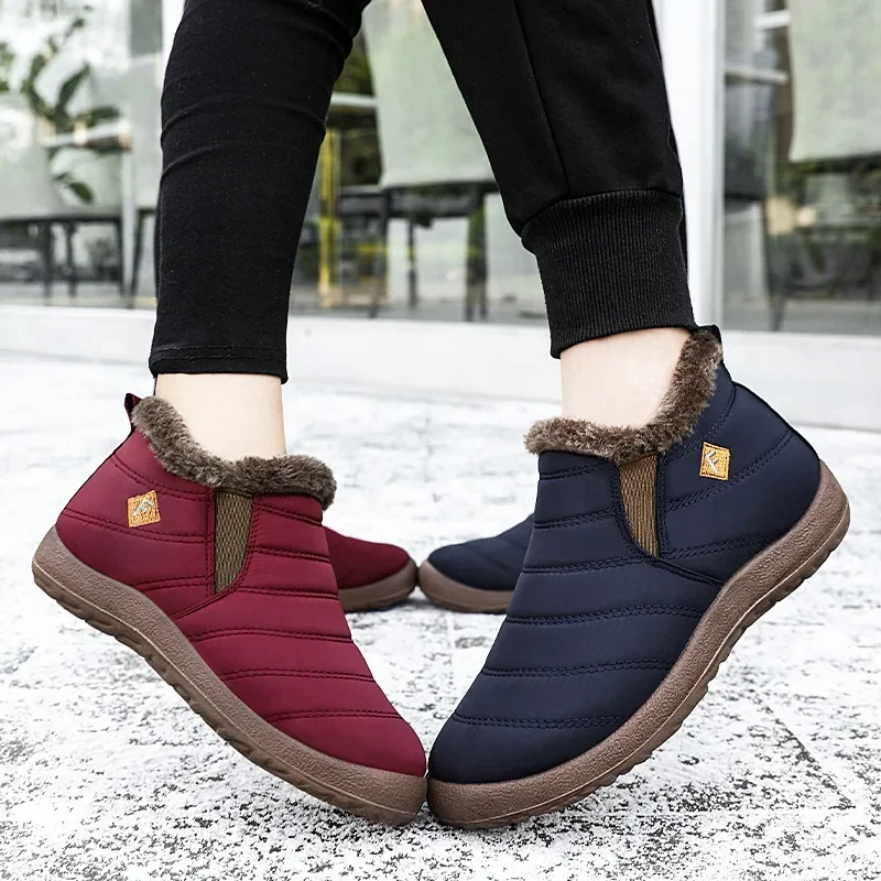 Cotton shoes for women's winter new style with added fleece and thickened high top snow boots, windproof and warm women's shoes