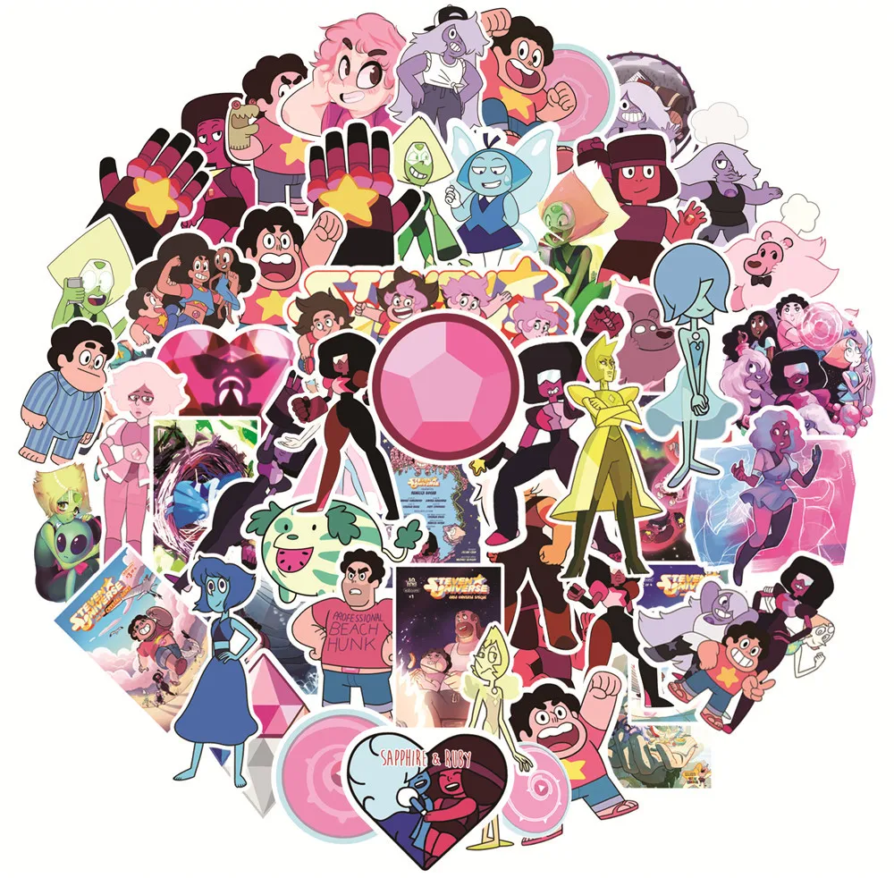 50 قطعة من ملصقات الكون الكرتونية ستيفن الكون للهاتف المحمول وحقيبة الكمبيوتر المحمول ولوح التزلج وملصقات مقاومة للماء