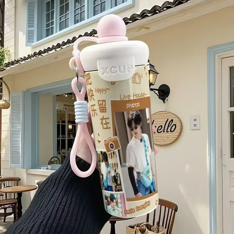 سجل احتياطي ليو يونينغ، عوامة من الفولاذ المقاوم للصدأ، قش، كوب معزول، كوب قهوة محمول بسعة كبيرة، كوب للطلاب