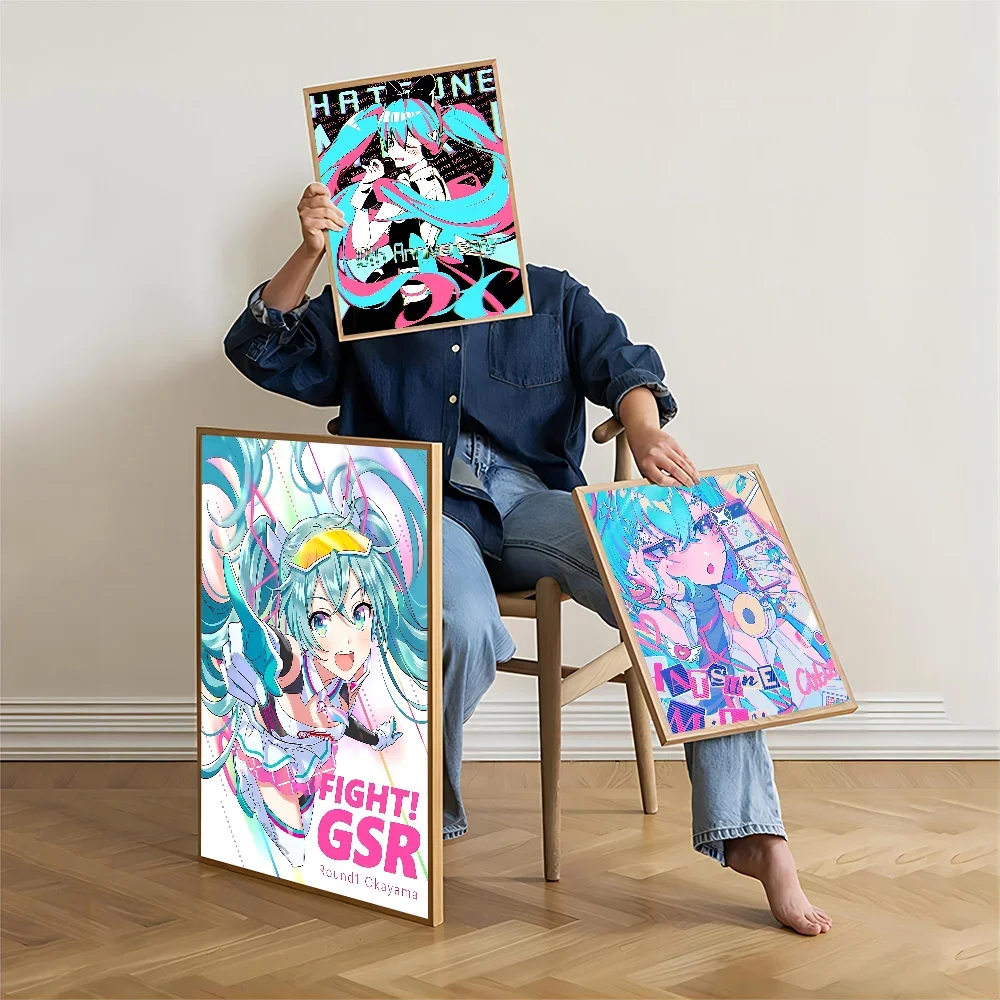 H-HATSUNE M-MIKU Whitepaper Poster Waterproof Paper Sticker Coffee House Bar Aesthetic Art Wall Painting