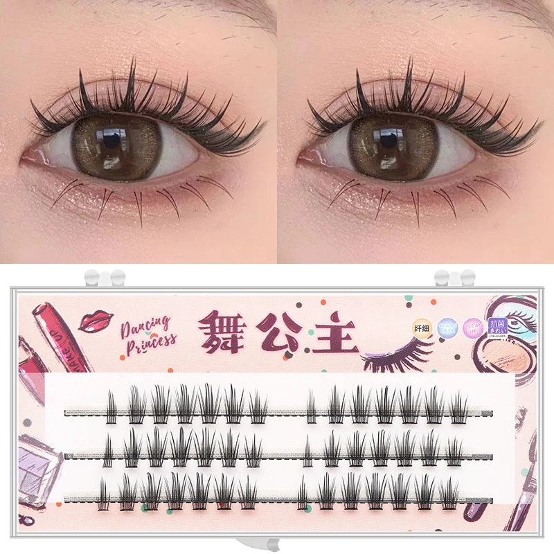 DINGSEN 3 Reihen Natürliche Flauschige Cluster-Wimpern Einzelne Manga-Wimpern Künstliche Wimpern für DIY-Verlängerungen Anime-Stil für Anfänger – Detail 3