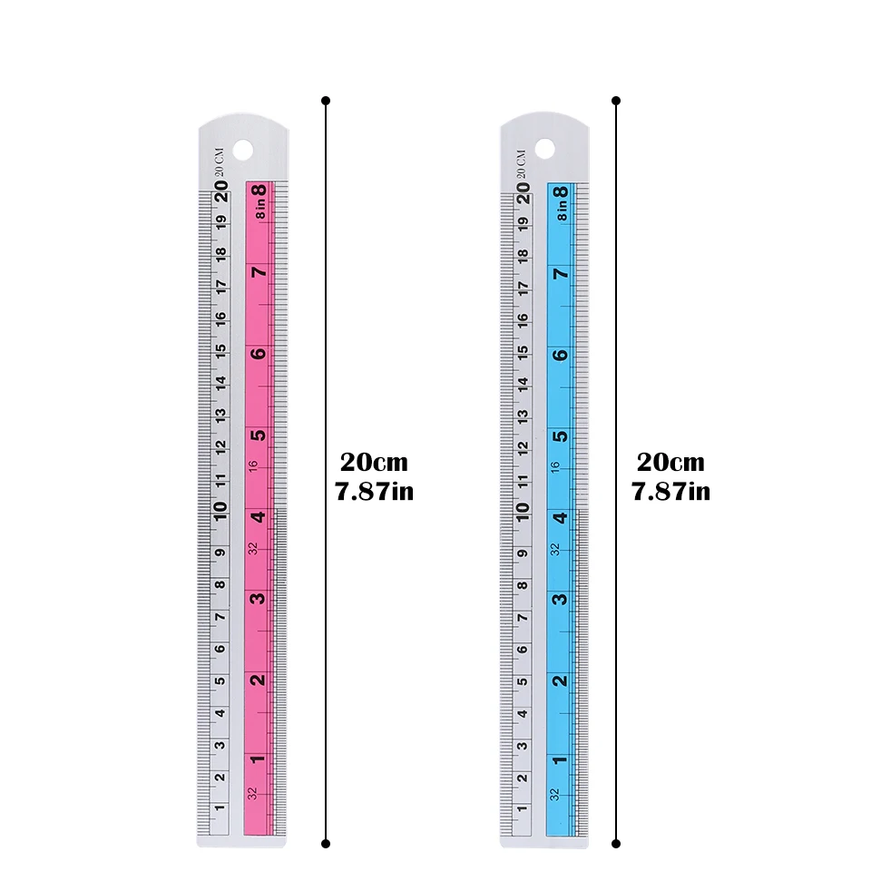 Fniiva 5Pcs 20CM Aluminium Straight Ruler Multi-functional Colorful Ruler Drawing Design Stationery Accessories