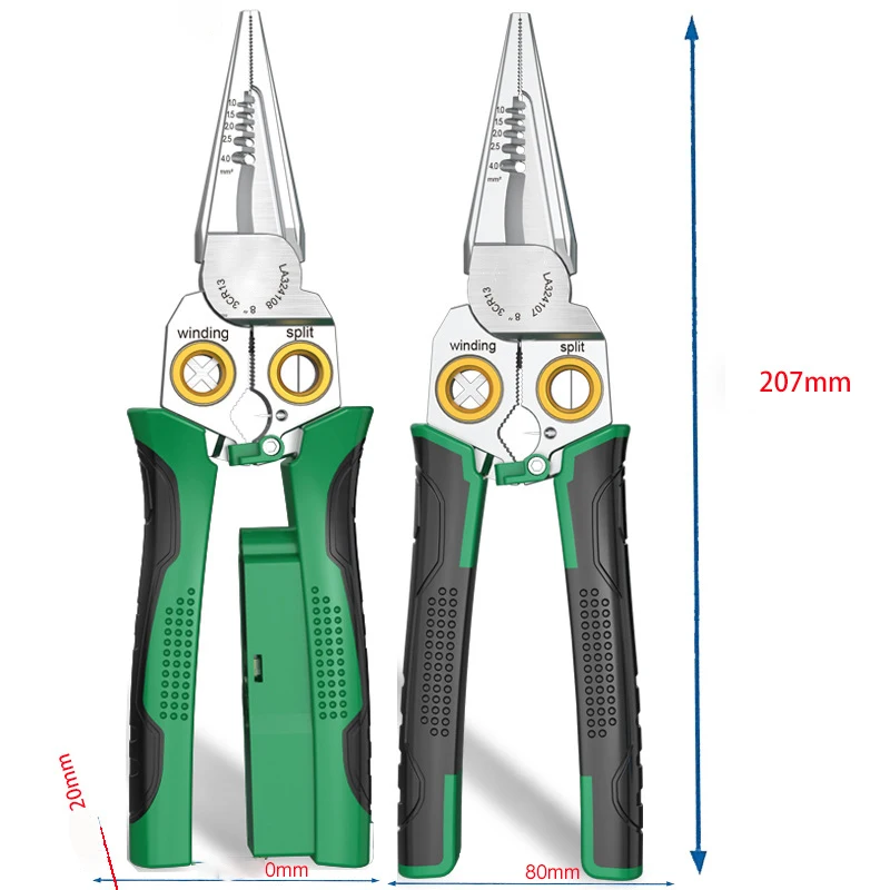 8-in-1 Multi-Functional Wire Stripper Scissors Electricity Wire Stripper Pliers Cutting Cable Electrical Measuring Pliers Tools