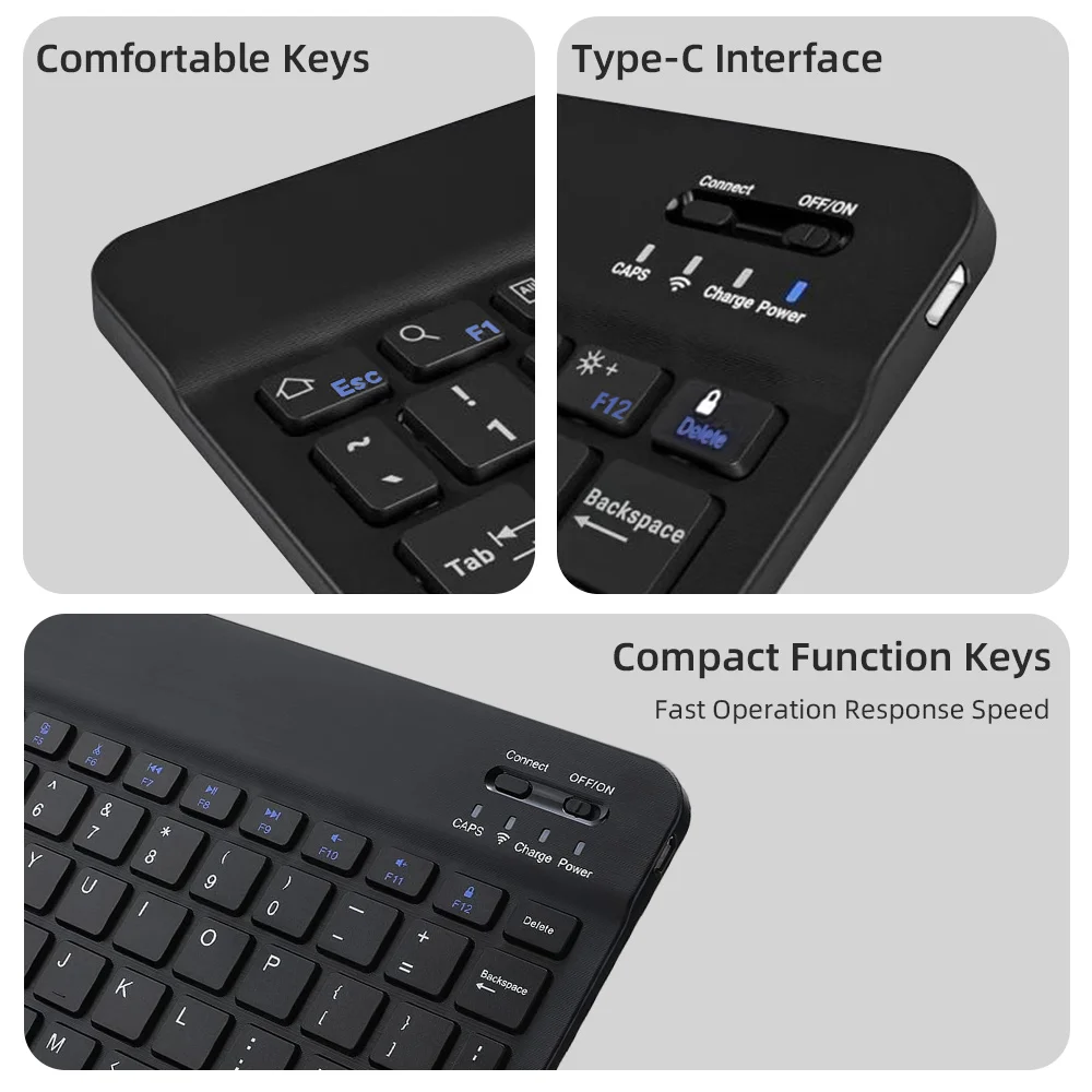 Teclado Sem Fio Bluetooth para Xiaomi, iOS, Android, Windows, iPad, Tablet, iPad Air, Mini, Pro, em Espanhol e Coreano