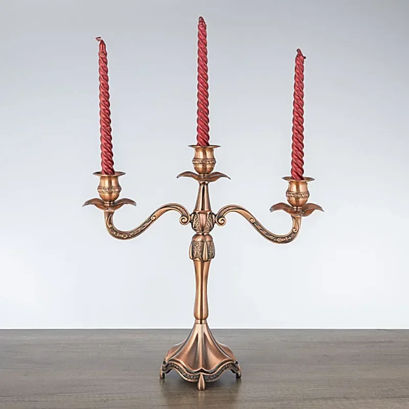 European Metal Candlestick Retro Candle Holder Nordic 3 Head Metal Candle Holder Ornament