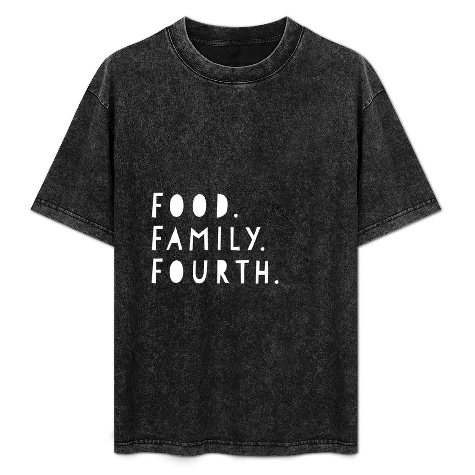 

Food. Family. Fourth. Fourth of July party T-Shirt Stylish Graphic Short Sleeve Top