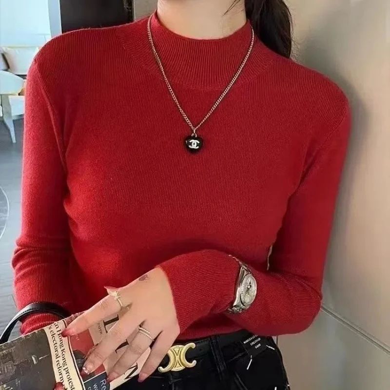 

Осенне-зимний однотонный пуловер с винтовой нитью, женская одежда, свитер, вязаные Модные Топы с длинным рукавом и высоким воротником