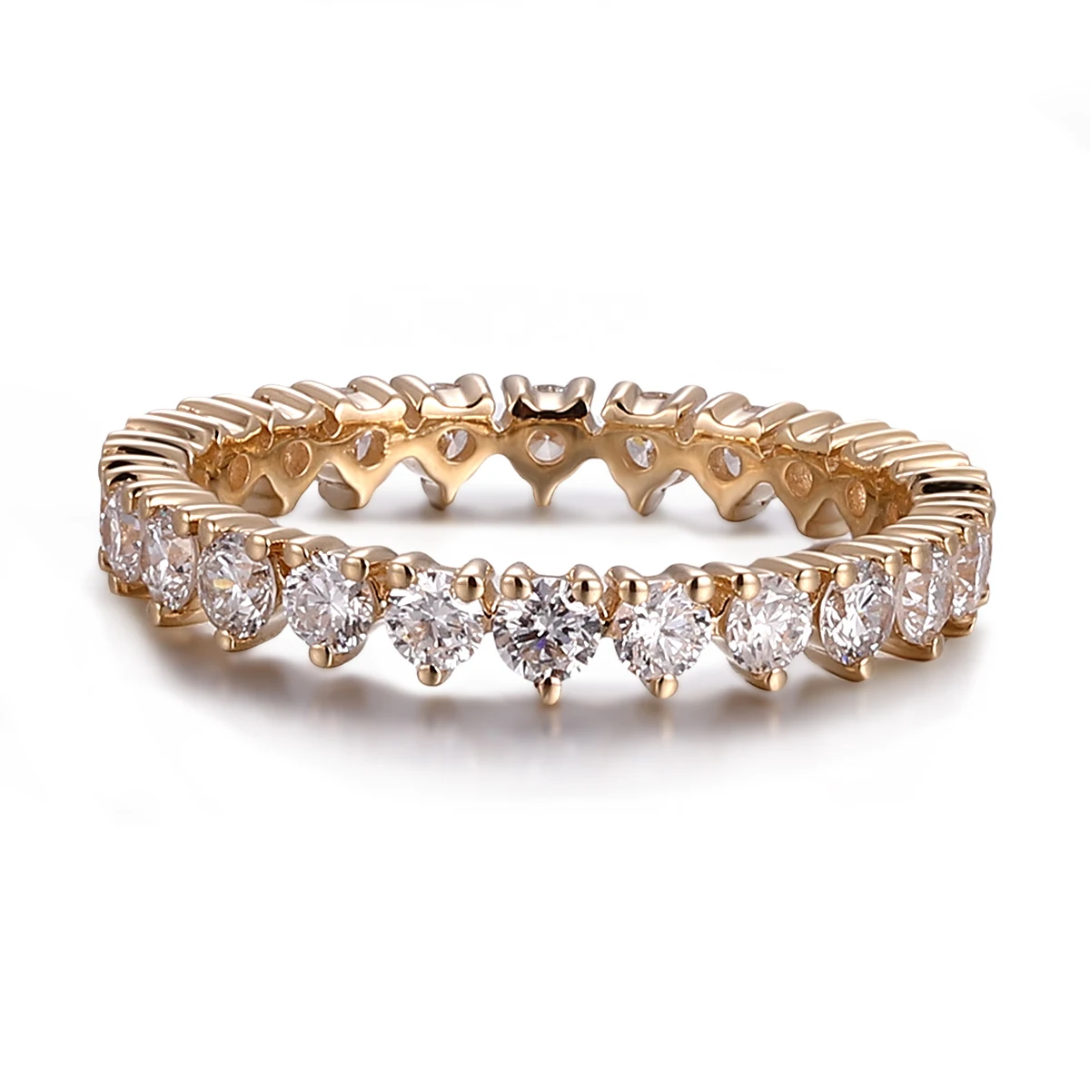 بروفانس الذيل الدائري كامل الفرقة 10K الذهب جولة مختبر الماس الأبدية اليومية خاتم كوكتيل مجوهرات للنساء الفتيات هدايا عيد الميلاد