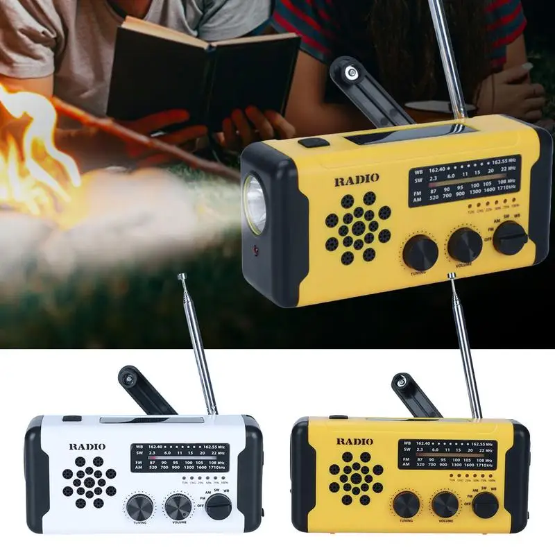 

Hand Crank Radio Emergencies Radio USB/Hand Crank/Solar Powered SOS Alarm AM/FM Phone Charger Weather Alert Flashlight for Storm