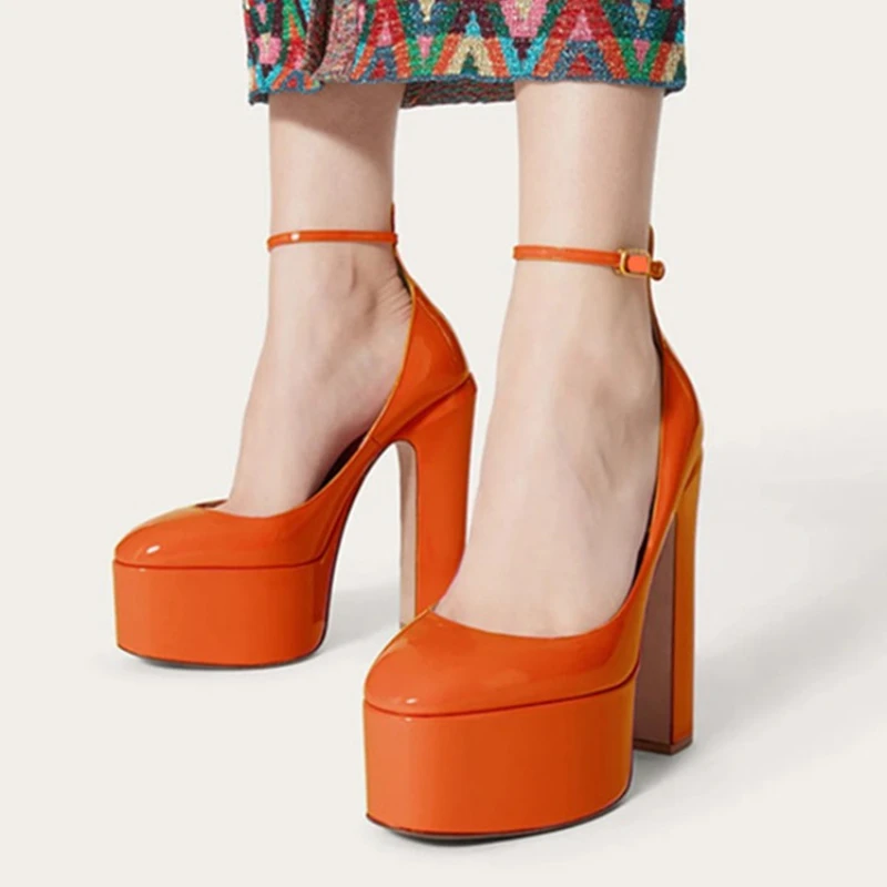 

European AndAmerican Niche Brand,thick High-heeled and Thick Soled Buckle with Banquet Shoes, Women's Trendy and Versatile Style