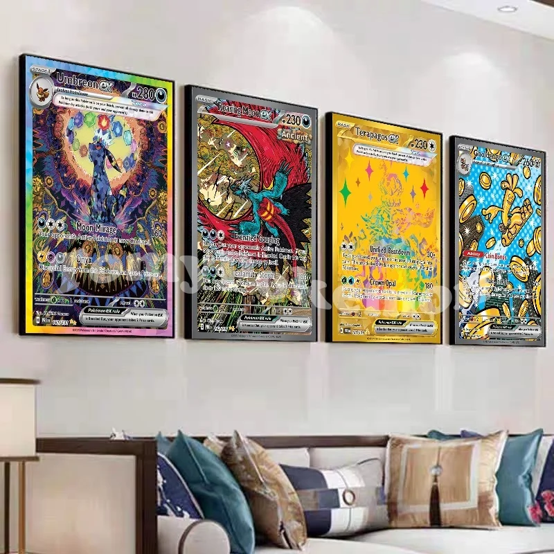 Anime-Leinwandgemälde, Prismatic Evolutions EX, Poster und Druck, Aquarell-Wandkunst, Bild, Heimdekoration, Geschenke