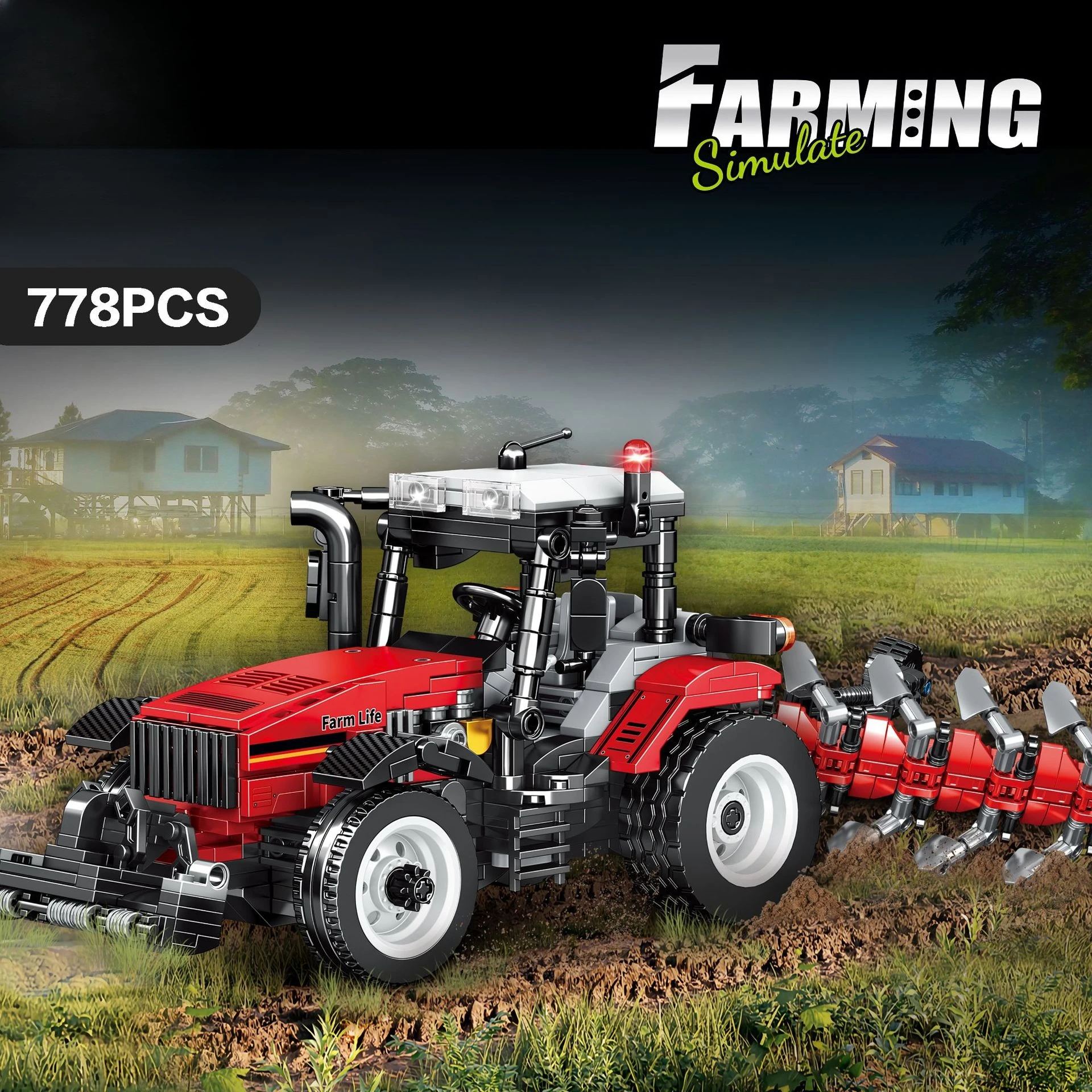 القش حصادة جرار لودر أطفال بالريموت كنترول نموذج اللبنات الآلات الزراعية تجميعها الطوب لعبة طفل هدية عيد ميلاد