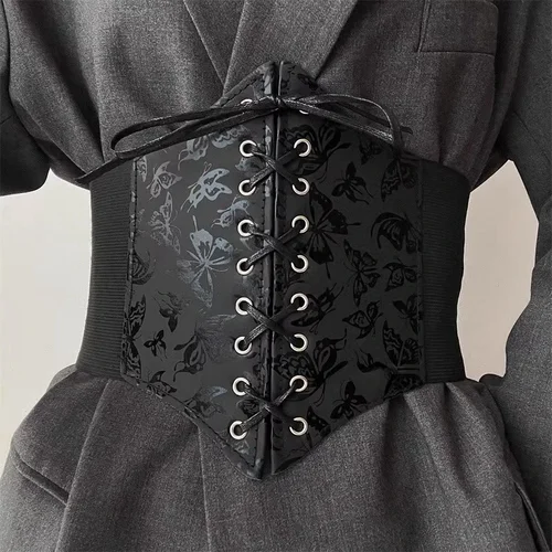 Imagen 1 del producto Corsé Sexy para mujer, ropa moldeadora de cuerpo, cinturón ancho de cuero, fajas, cinturones para mujer, corsés y Bustiers adelgazantes de cintura alta