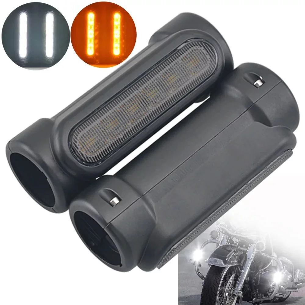 

Светодиодные белые дневные ходовые огни для мотоцикла Harley, желтые указатели поворота, рычаг указателей поворота для мотоцикла