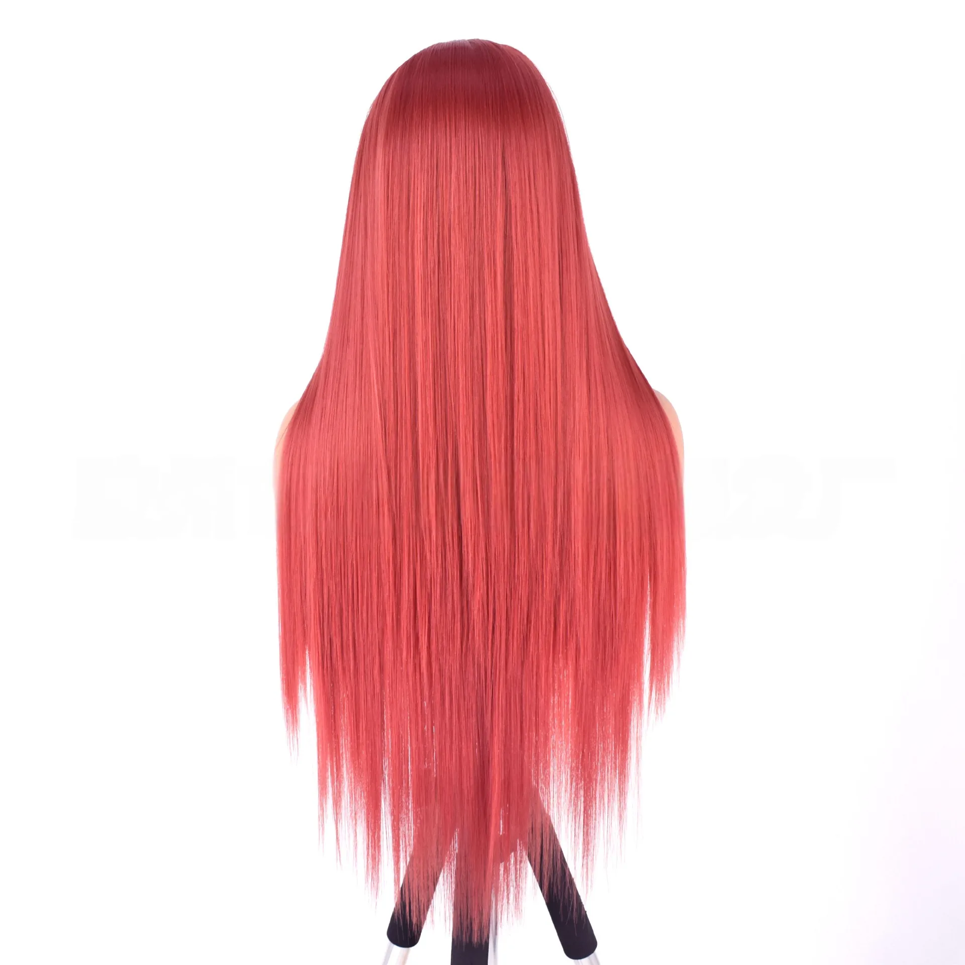 Coral Red 13x4 Synthetic Lace Front Wigs for Black Women 26 Inch Long Straight Glueless Wigs Heat Resistant Wigs Free Part