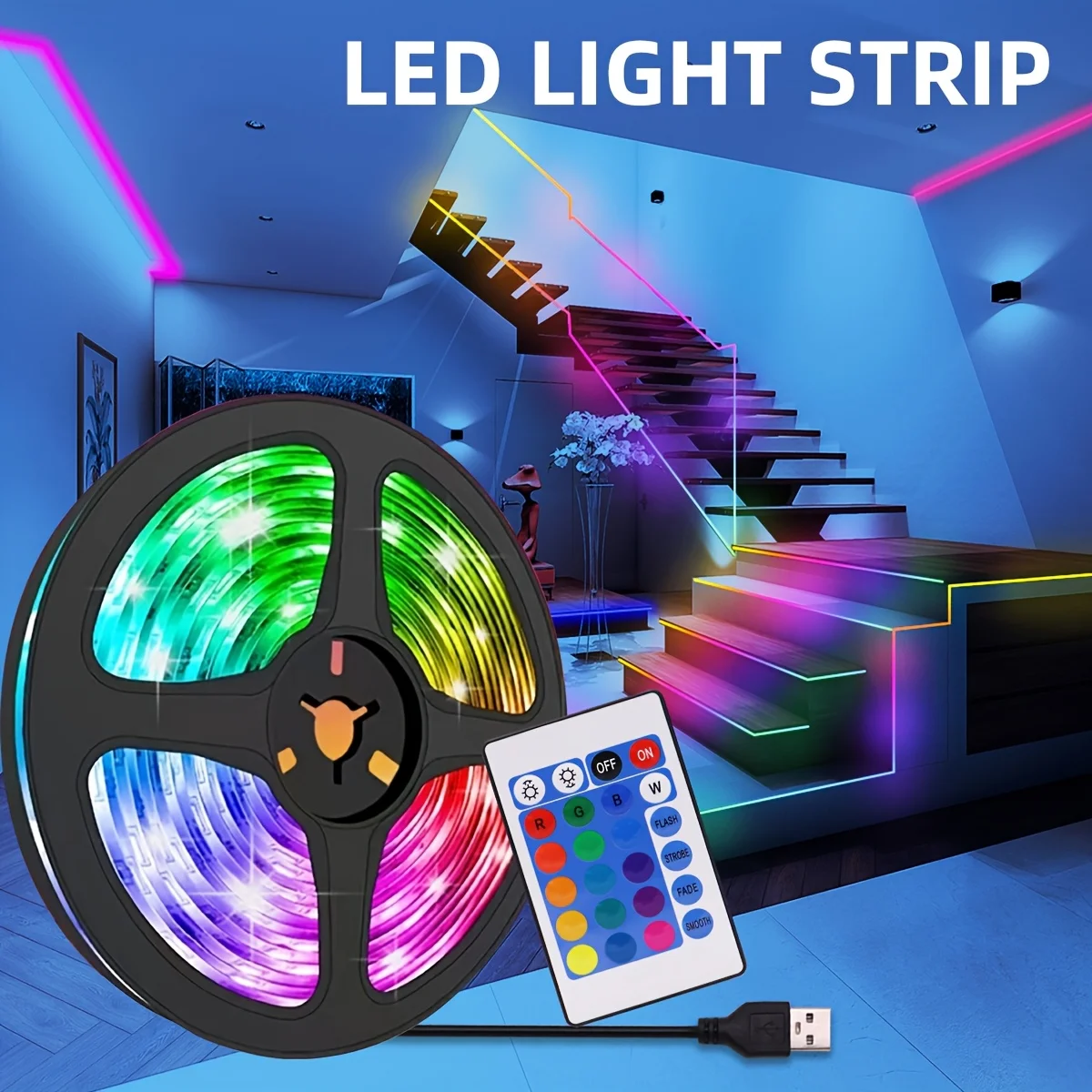 

2M SMD2835 USB светодиодная лента с ИК-пультом дистанционного управления 5V RGB Lights Гибкая светодиодная лента для ламп для спальни, гостиной, телевизора, рабочего стола
